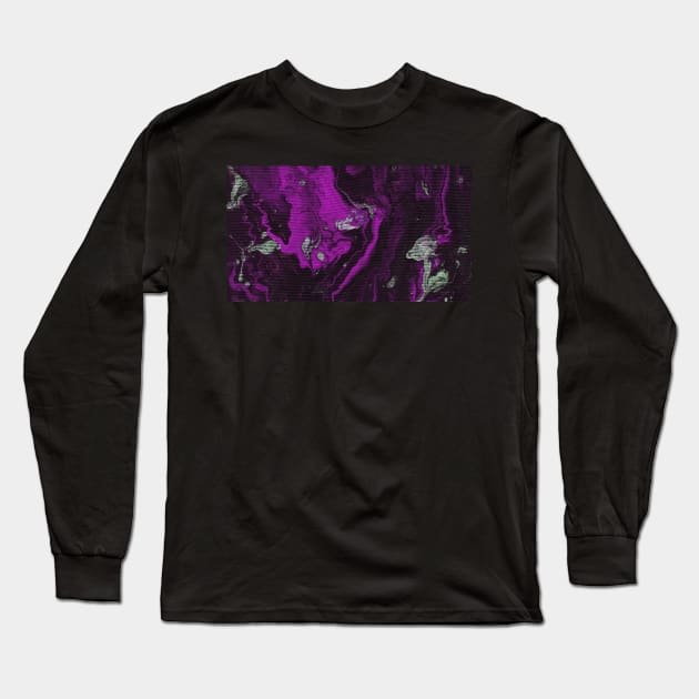 Liquid art. Abstract black-violet-green background with hand-painted marble texture. Best for the print, fabric, poster, wallpaper, cover and packaging, wrapping paper. Christmas holiday mood. Long Sleeve T-Shirt by Olesya Pugach